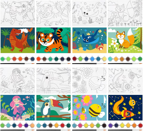 8 Packs 4-8, 48 8 2 8 6x8 goldentime Predrawn Canvas for Painting Kids Painting Canvas for Kids Painting Kits for Kids