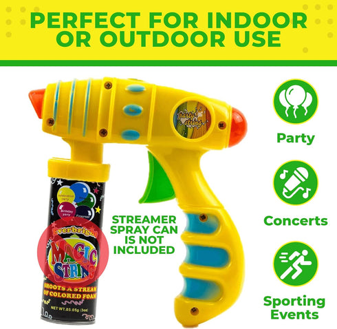 Toysery Party Streamer Spray String Shooter Toy - Non-Toxic Spray String for Boys and Girls, Great Toy Pistol