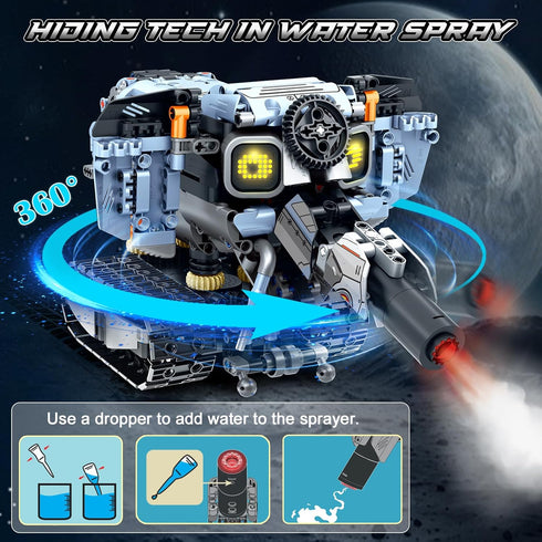 Set- 5 1 Elephant/Bulldozer/Tank/Tracked 12+ HiWEEGO Changeable LED Eyes Robot Building in Remote & App-Controlled