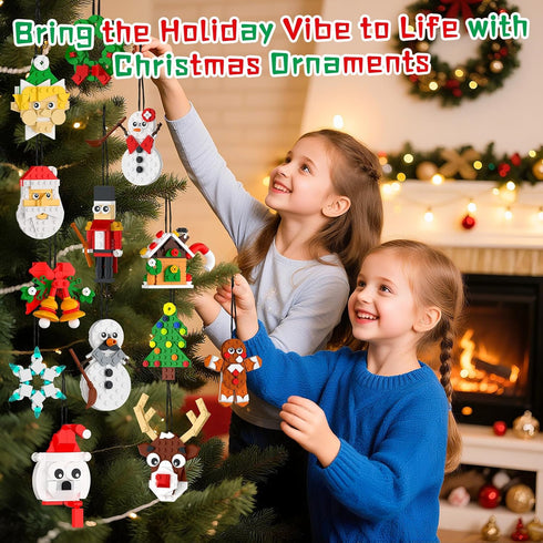 Nubee 13-in-1. Christmas Ornaments Building Kit, Christmas Tree, Wreath, Santa, Snowman, Gingerbread, Reindeer