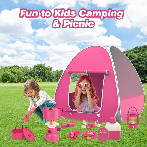 Set Set 3 4 5 6 Kids Camping with Tent - Pop Up Tent, Kids Play Tents Outdoor Toys Camping Tools Gift for Girls Age