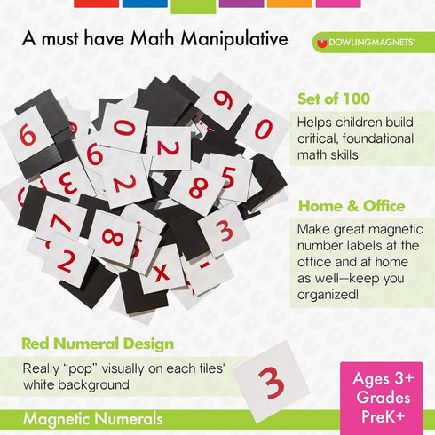 Dowling Magnets Set of 100 Magnetic Numerals (.88 inch diameter)