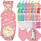 GBVllexuii Personalized Baby Girl Boy Swaddle Blanket with Bow Headband and Hat Set