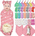 GBVllexuii Personalized Baby Girl Boy Swaddle Blanket with Bow Headband and Hat Set