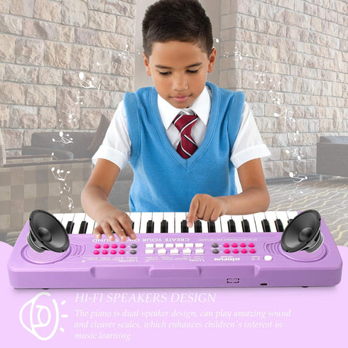 BIGFUN Kid Keyboard Piano - 37 Keys Multifunction Music Educational Instrument Toy for Kids 3-8 (Purple)