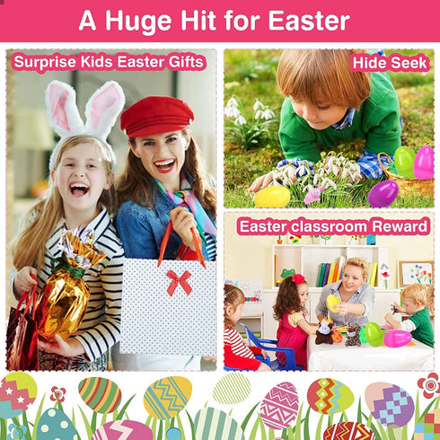 12 PCS Easter Eggs Filled with Mini Plush Animal Toys, Easter Basket Stuffers for Toddler Boys Girls, Plastic Easter