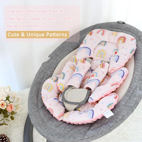 2 Infant Car Seat Insert, Car Seat Head Support Baby Girls Boys, Soft & Reversible Newborn Carseat Insert Cushion