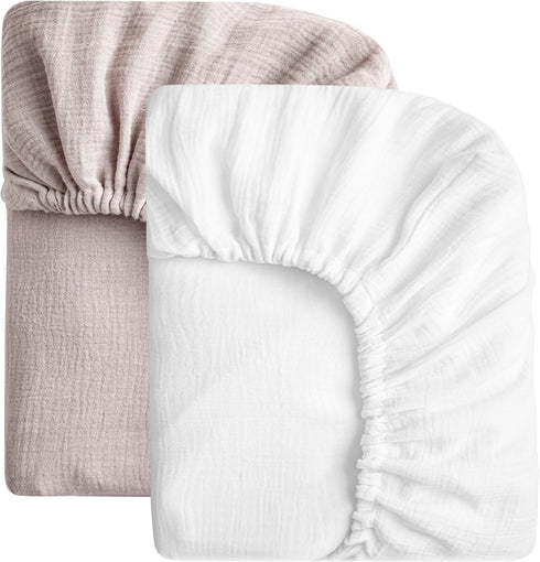 SOULFUL Muslin Crib Sheets for Boys Girls, 2 Pack Soft and Breathable