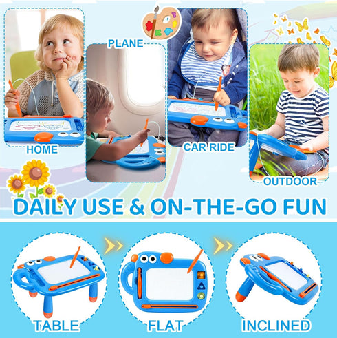 1 2 3 1-3, Magnetic Drawing Board for Toddler Boys, Toys for Year Old Boy, Mess Free Doodle Board Pad, Kids Magna