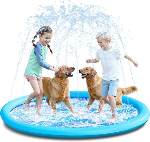 SLOOSH Splash Pad Sprinkler Mat - 6ft Tropical Leaves Outdoor Water Play