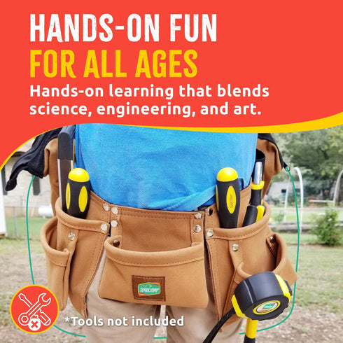 SparkJump Kids Brown Tool Belt, Adjustable Tool Belt for Toddlers and Kids, Dress-Up Construction Costume for DIY