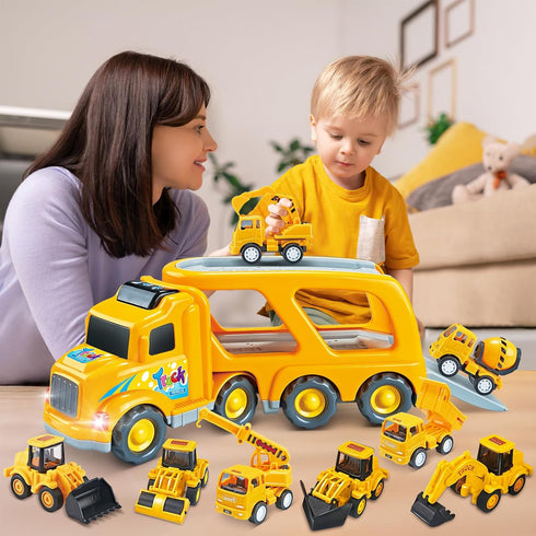 9 1 3 4 5 6 3 4 5 6 Veslier in Construction Truck Toys for Ages Years Old,Vehicles with Sounds and Lights in Carrier