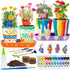 RGBDOT Set 4 8-12 5 6 7 8 9 10 Kids Gardening Paint and Plant Stoneware Flower Gardening Kit with Pots Arts and Crafts