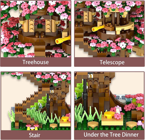 Cherry Blossom Bonsai Tree Mini Micro Building Set, Japanese Sakura Tree House Model for Adults, Creative Gift Toys