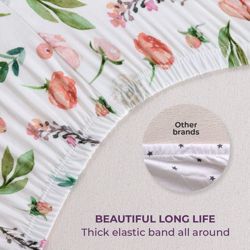 2 Pack Pobibaby - Premium Fitted Baby Girl Crib Sheets for Standard Crib Mattress - Ultra-Soft Cotton Blend, Safe