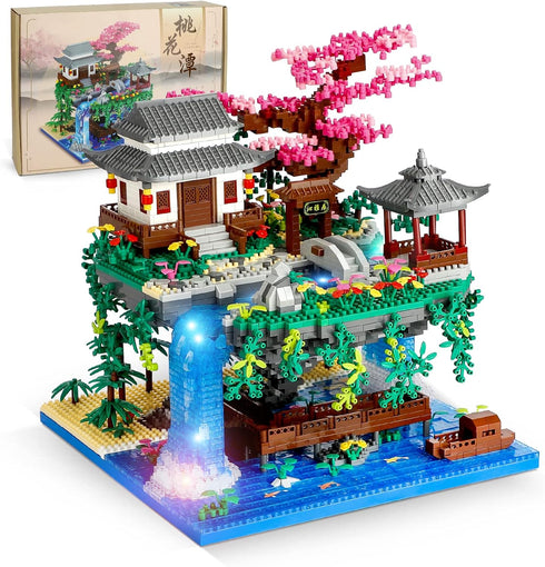 NEWABWN Cherry Blossom Tree Building Set with Lighting, Architecture of Peach Blossom