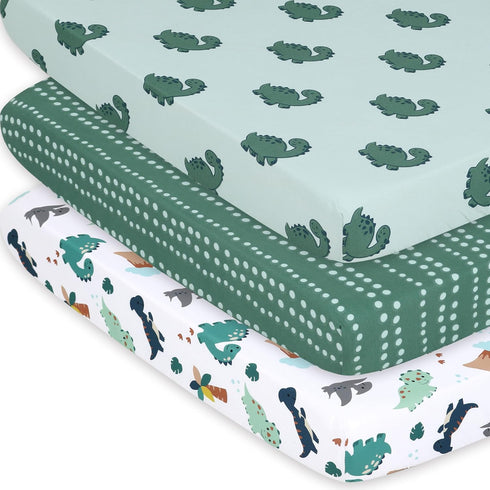 The Peanutshell 3-Pack Fitted Playard Sheets - Soft & Breathable Baby Boy
