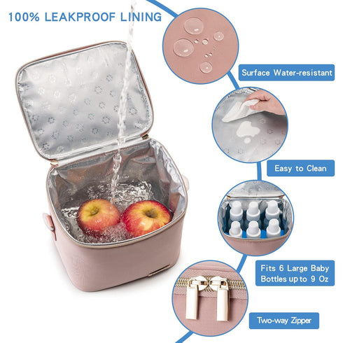 Pack 6 9 Breast Milk Cooler Bag with Ice Fits Baby Bottles Up to Ounce, Baby Bottle Bag with Shoulder Strap for Nursing