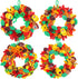 Aneco 12 Kits DIY Fall Leaf Wreath Craft Kits with Foam Leaves, Stickers, Chenille Stems for Thanksgiving