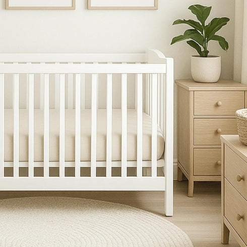 100% Frankie Fitted Crib Sheet Organic Cotton for Baby & Toddler Mattress, Soft & Breathable for Girls, Boys, Ivory