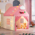 Pink Kids Play Tent with Mat, Cloud and Ball Lights, Large Playhouse for Boys and Girls, Indoor & Outdoor Toddler