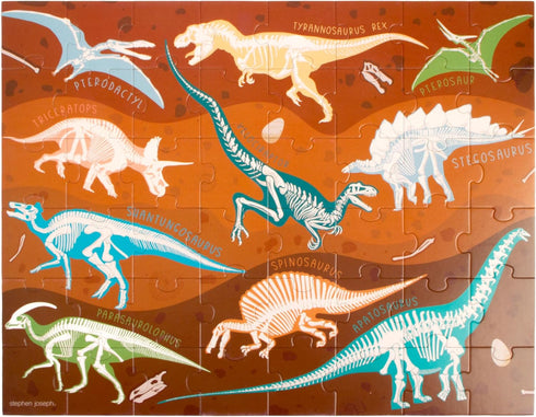 Stephen Joseph Educational Puzzle with Canister, 48-Piece Animal Puzzle for Kids Ages 3-5, Dinosaur Fossil