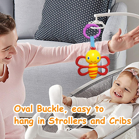 4 Pack Cartoon Animal Hanging Rattle Toys, Baby Bed Crib Car Seat Stroller Toys, Best Birthday Gift for Newborn