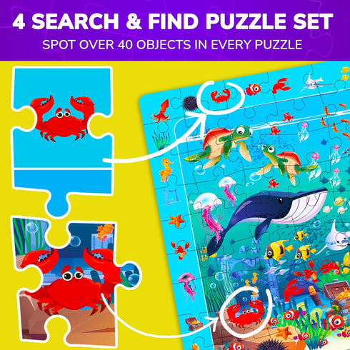100 4-6 4xSET 6-8 5-8 QUOKKA Piece Puzzles for Kids Ages Jigsaw Puzzles for Kids Ages Educational Search & Find Game
