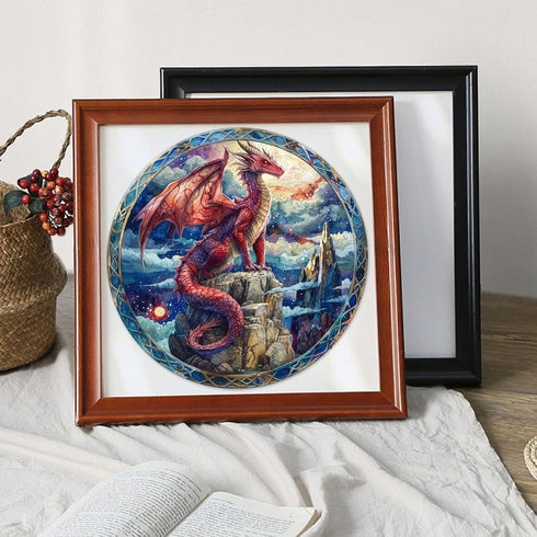 500 16.5x16.5 Jiroinlly Wooden Puzzles for Adults Pieces, Dinosaur Starry Night, Unique Shaped Jigsaw Puzzle, Relaxing