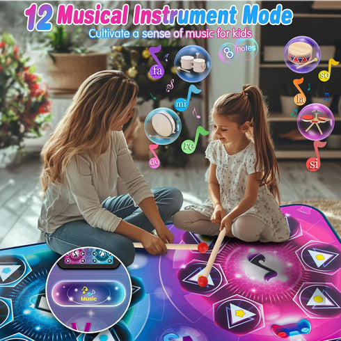 3-12, 12 (59*38 5 6 7 8 9 10 11 12 maysida Dance Mat Toy Gift for Kids ages Dancing Music Playmat with Key, Large Size