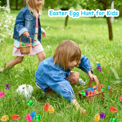 36PCS JIALWEN Plastic Easter Eggs Printed Fillable Eggs Bright Colorful for Easter Theme Party Easter Basket Stuffers