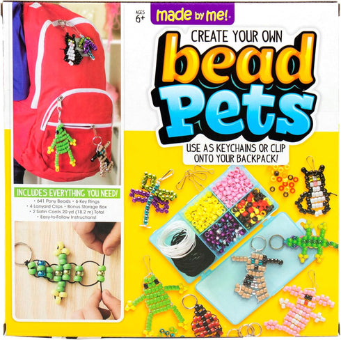Made By Me Create Your Own Bead Pets, Over 640 Beads, Lanyard Clips, Keyrings, Storage Box for Kids