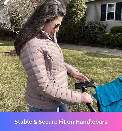 Maxby Stroller Phone Holder, Shopping Cart Phone Holder - Stable & Secure Fit on Handlebars, One-Hand Operation, 360