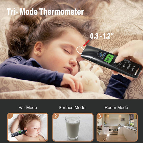 Amplim No Touch Professional Ear and Forehead Thermometer, Non-Contact Baby Thermometer for Kids, Touchless