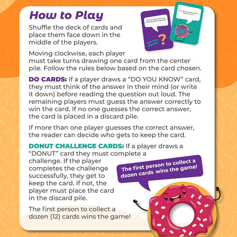 Do or Donut - Fun Family Game Night - Playing Cards for Kids and Adults, Ages 8 and Up, 3-8 Players, 30 min