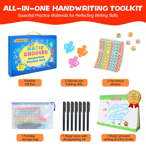 35 35 57 Magic Grooved Writing Practice for Kids Ages - Reusable Grooved Writing Books for Kids - Handwriting Practice