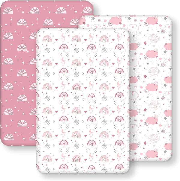 Baby Bedside Bassinet Sheets Fitted Girl, 33x20 Compatible with Baby Delight Dream