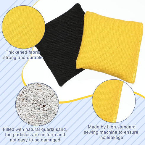 Sotiff Mini Nylon Cornhole Bean Bags 24 Pcs for Kids, Patriotic Hand Toss Party Game Supplies (Black, Yellow)