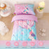 Set 4-Piece Sets Set, VIVILINEN Toddler Bedding for Girls Mermaid Tail Toddler Comforter for Baby Purple Blue Toddler
