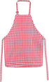 Jennice House Kids Aprons - Children's Pure Cotton Gingham Apron with Pocket, Adjustable Neck Strap (Red, S)