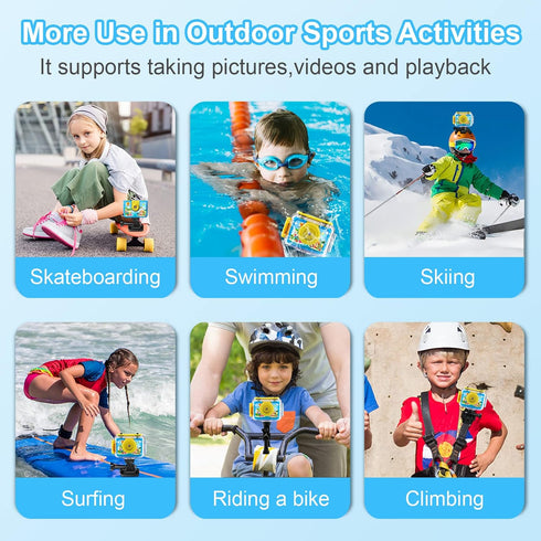 GKTZ Kids Waterproof Camera, Underwater Digital Action Camera with 32GB SD Card for Kids Age 4-10