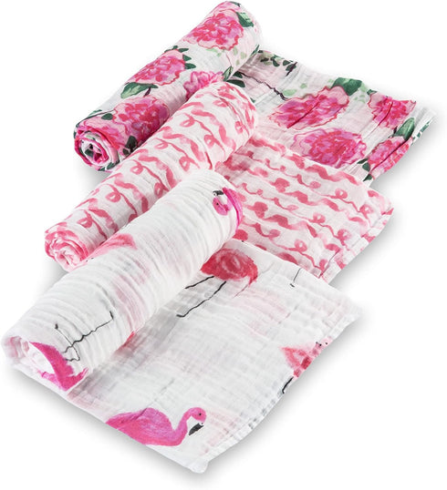 LollyBanks Muslin Swaddle Blankets, 100% Cotton Baby Swaddle Blanket for Girls, Soft