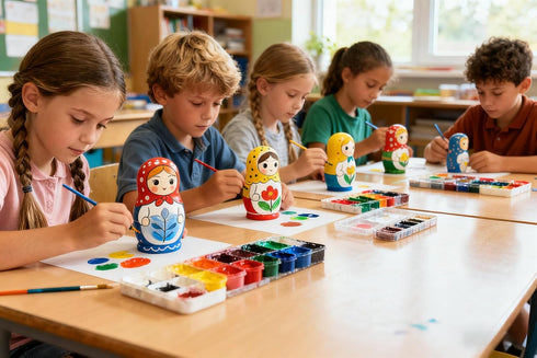MAGIKON 5-Piece Set 5-Inch Unpainted Nesting Doll - Blank Wooden Stacking Dolls for DIY Painting & Decorating
