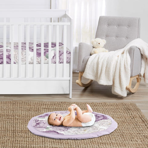 Tummy Sweet Jojo Designs Lavender Purple Boho Shabby Chic Floral Girl Baby Play Mat Time Activity Infant Playmat