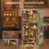 MiniCity Book Nook Kit, DIY Miniature Dollhouse Book Nook Kit with Dust Cover and LED Light (Saisons Caf)