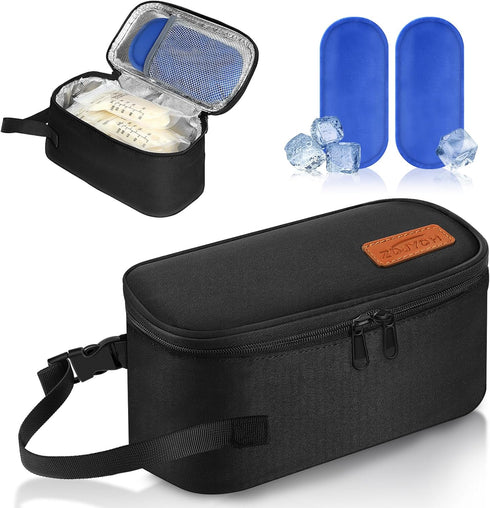 ZDJYCH Breast Milk Cooler Travel Bag with Ice Packs - Small Portable Insulated