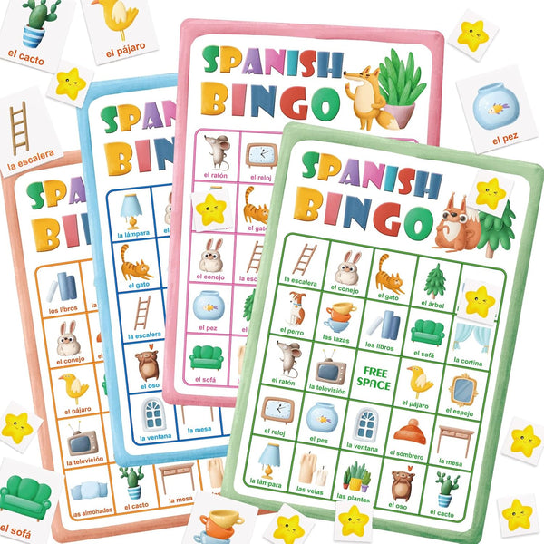 ceiba tree Spanish Bingo Game for 24 Players Bilingual Vocabulary Bingo Board