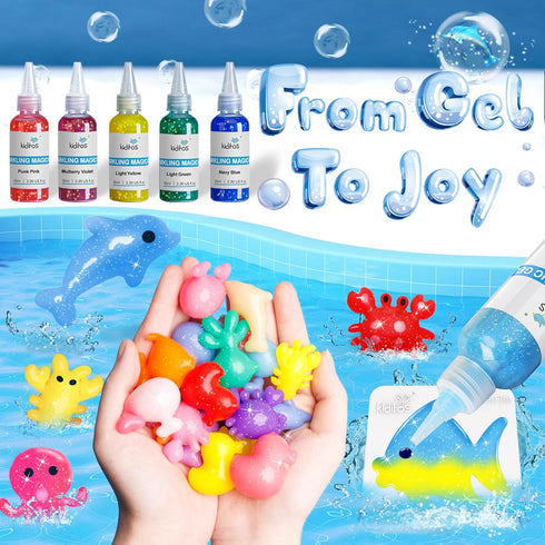 Magic Water Elf Toy Kit - Aqua Fairy Water Gel Kit with 20 Magic Gels & 10 Sea Creature Molds for Kids Arts & Crafts