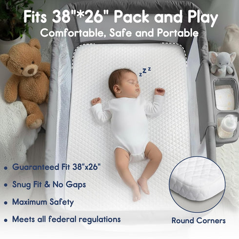 Pack (38"x26"), Pack Pro Goleem and Play Mattress Waterproof n Play Mattress Pad with Carry Bag, Firm Playard Mattress