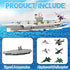 18.5 Inch 6 OTONOPI Aircraft Carrier Battleship Army Toys with Warships Fighter Jets Warplanes Helicopter, Military